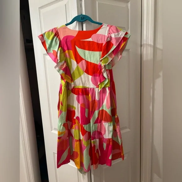 Colorful Abstract Print Ruffle Sleeve - Picture 3 of 4